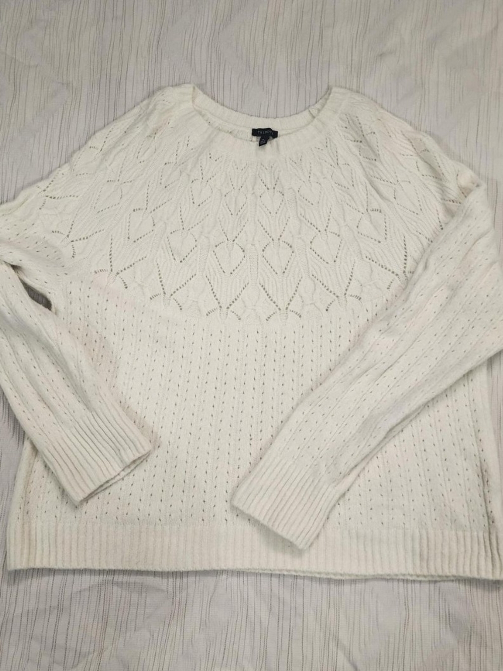 Talbots Ivory Pointelle Knit Sweater XL